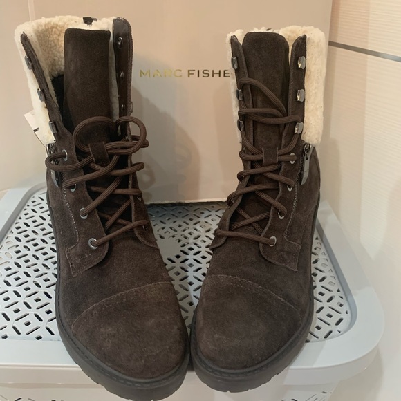 NWT Marc Fisher Brown Suede Lace-Up Boots size 9.5 - Picture 5 of 16